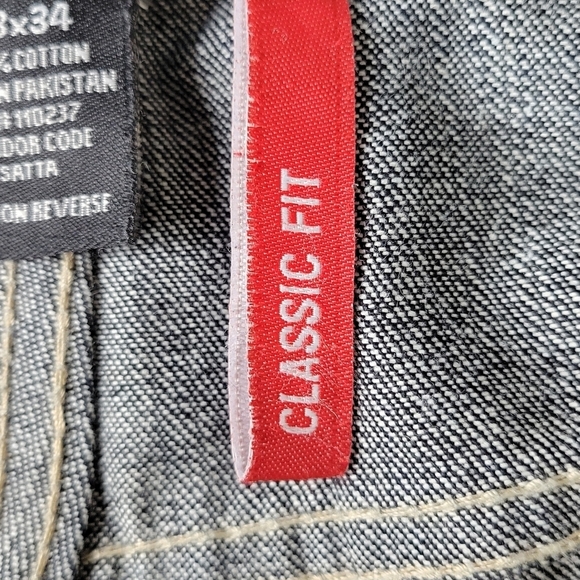 Mecca Jeans Men Size 38X34 38X35 Classic Fit Wide Leg Dark Wash High Rise Cotton - Picture 7 of 9